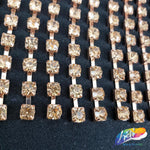 3 5/8" Peach/Rose Gold Rhinestone Cupchain Fringe, RF-034