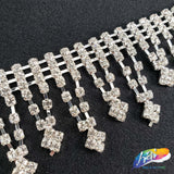 1 1/4" Flower Rhinestone Fringe, RF-027