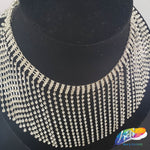 4" Silver Crystal Rhinestone Cupchain Fringe, RF-024