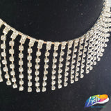 2" Silver Crystal Rhinestone Cupchain Fringe, RF-023