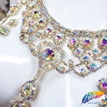 Gold AB Rhinestone Couture Necklace, XY168