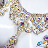 Gold AB Rhinestone Couture Necklace, XY168