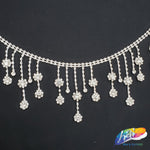 3" Dangling Crystal Flower Rhinestone Fringe, RF-013