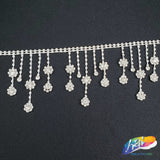 3" Dangling Crystal Flower Rhinestone Fringe, RF-013