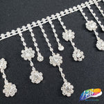 3" Dangling Crystal Flower Rhinestone Fringe, RF-013