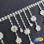 3" Dangling Crystal Flower Rhinestone Fringe, RF-013