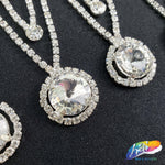 2 1/4" Silver Crystal Medallion Rhinestone Fringe, RF-011