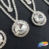 2 1/4" Silver Crystal Medallion Rhinestone Fringe, RF-011