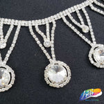 2 1/4" Silver Crystal Medallion Rhinestone Fringe, RF-011