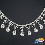 2 1/4" Silver Crystal Medallion Rhinestone Fringe, RF-011