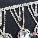 2 1/4" Silver Crystal Medallion Rhinestone Fringe, RF-011