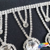 2 1/4" Silver Crystal Medallion Rhinestone Fringe, RF-011