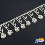 2 1/4" Silver Crystal Medallion Rhinestone Fringe, RF-011