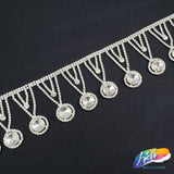2 1/4" Silver Crystal Medallion Rhinestone Fringe, RF-011