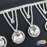 2 1/4" Silver Crystal Medallion Rhinestone Fringe, RF-011