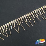1 1/4" Rhinestone Fringe with Ball Chain Link, RF-007