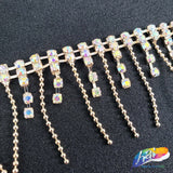 1 1/4" Rhinestone Fringe with Ball Chain Link, RF-007
