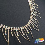1 1/4" Rhinestone Fringe with Ball Chain Link, RF-007