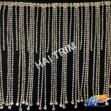 6 1/2" Rhinestone Cupchain Fringe with Round Glass Stones, RF-037