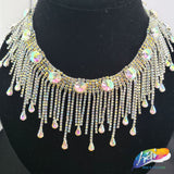 3" Dangling Rhinestone Cupchain Fringe with Round and Teardrop Stones, RF-046
