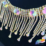 3" Dangling Rhinestone Cupchain Fringe with Round and Teardrop Stones, RF-046