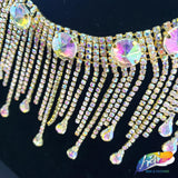 3" Dangling Rhinestone Cupchain Fringe with Round and Teardrop Stones, RF-046