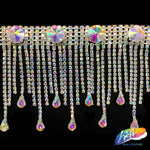 3" Dangling Rhinestone Cupchain Fringe with Round and Teardrop Stones, RF-046