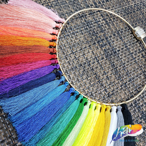 3 1/4" Silk Craft Tassels with Gold Jump Ring, TSL-02 (4 pieces)