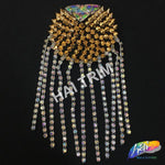 Beaded Spike Epaulet with Rhinestone Cupchain Fringe, EP-001 (sold per piece)