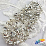 Pearl Beaded Rhinestone Motif Applique, PRA-001
