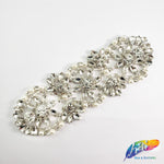 Pearl Beaded Rhinestone Motif Applique, PRA-001