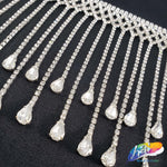 4 1/2" Braided Crystal Rhinestone Fringe with Teardrop Stones, RF-045