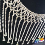 4 1/2" Braided Crystal Rhinestone Fringe with Teardrop Stones, RF-045