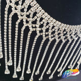 4 1/2" Braided Crystal Rhinestone Fringe with Teardrop Stones, RF-045