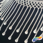 4 1/2" Braided Crystal Rhinestone Fringe with Teardrop Stones, RF-045