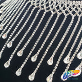4 1/2" Braided Crystal Rhinestone Fringe with Teardrop Stones, RF-045