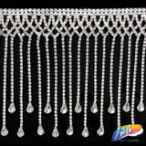 4 1/2" Braided Crystal Rhinestone Fringe with Teardrop Stones, RF-045