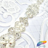 Pearl Beaded Rhinestone Motif Applique, PRA-003