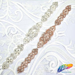 Pearl Beaded Rhinestone Motif Applique, PRA-003