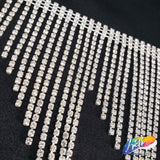 4 1/2" Unven Rhinestone Cupchain Fringe, RF-044