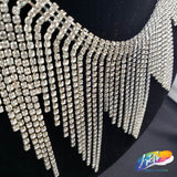 4 1/2" Unven Rhinestone Cupchain Fringe, RF-044