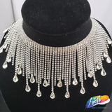 3 1/2" Rhinestone Cupchain Fringe with Teardrop Glass Stones, RF-036