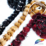 1” Mink Fur Trim with Beads, FT-01