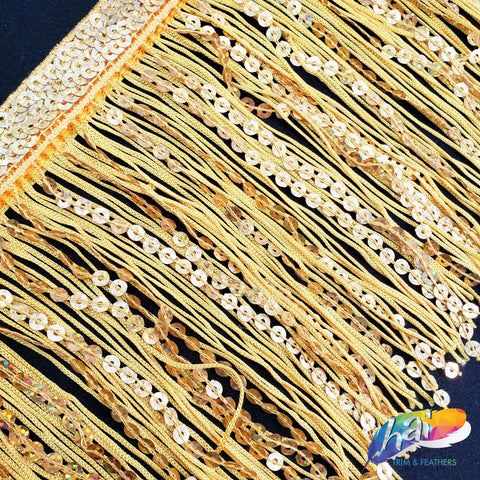 6 Glitter Chainette Fringe Trim (Sold by The Yard) (Metallic Gold) | Trims by The Yard