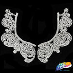 Silver/Crystal Rhinestone Motif Applique on Metal Setting (sold by pair), 91625