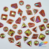 Orange AB Glitterback Resin Stones, YSAB14