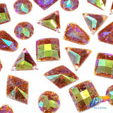 Orange AB Glitterback Resin Stones, YSAB14