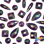 Purple AB Glitterback Resin Stones, YSAB10
