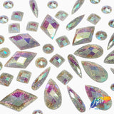 Clear AB Glitterback Resin Stones, YSAB01