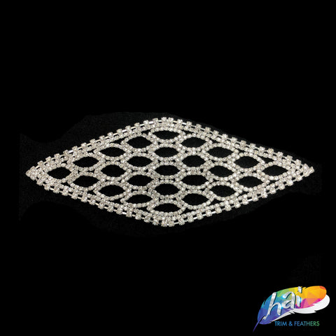 Silver Crystal Diamond Rhinestone Motif Applique On Metal Setting, NL-028